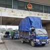 Những lô hàng xuất khẩu đầu tiên qua cửa khẩu quốc tế Lào Cai. (Ảnh: Hương Thu/TTXVN) 