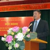 Phó Chủ tịch Ủy ban Nhân dân thành phố Hà Nội Nguyễn Mạnh Quyền phát biểu tại Hội nghị. (Nguồn: TTXVN phát) 
