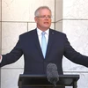 Thủ tướng Australia Scott Morrison phát biểu trong cuộc họp báo tại Canberra. (Nguồn: AFP/TTXVN) 