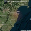 Bản đồ xác định vị trí một trận động đất tại quần đảo Kermadec của New Zealand ngày 5/3/2021. (Nguồn: AP/TTXVN) 