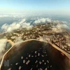 Đảo Bạch Long Vỹ nhìn từ trên cao. (Ảnh: An Đăng/TTXVN) 