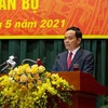 Ông Trần Lưu Quang, Ủy viên Trung ương Đảng, Bí thư Thành ủy thành phố Hải Phòng, nhiệm kỳ 2020-2025 phát biểu tại hội nghị. (Nguồn: TTXVN) 