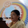 Tổng thống Nepal Bidya Devi Bhandari phát biểu tại một hội nghị Phật giáo ở Colombo, Sri Lanca. (Nguồn: AFP/TTXVN) 
