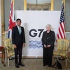 Bộ trưởng Tài chính Anh Rishi Sunak (trái) trong cuộc gặp Bộ trưởng Tài chính Mỹ Janet Yellen tại London, trước thềm Hội nghị Bộ trưởng Tài chính Nhóm các nước công nghiệp phát triển hàng đầu thế giới (G7), ngày 3/6/2021. (Nguồn: AFP/TTXVN) 