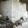 Dây chuyền chế biến, đóng gói gạo thành phẩm tại nhà máy chế biến lương thực Long An (thuộc Tổng công ty Lương thực miền Nam - Vinafood 2). (Ảnh: Vũ Sinh/TTXVN) 