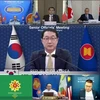 Thứ trưởng Ngoại giao Hàn Quốc Kim Gunn tại hội nghị trực tuyến. (Nguồn: TTXVN phát) 