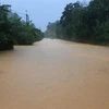 KM 377+300 Quốc lộ 32 tại huyện Tân Uyên, tỉnh Lai Châu bị ngập do mưa lớn. (Ảnh: TTXVN phát) 