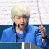 Bộ trưởng Tài chính Mỹ Janet Yellen trong cuộc họp báo sau hội nghị các Bộ trưởng Tài chính và Thống đốc ngân hàng nhóm Các nền kinh tế phát triển và mới nổi (G20) tại Venice (Italy) ngày 11/7/2021. (Ảnh: AFP/TTXVN) 