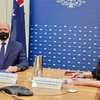 Ngoại trưởng Australia Marise Payne (bên phải) và Bộ trưởng Quốc phòng Peter Dutton tại họp theo hình thức 2+2 với người đồng cấp Pháp. (Nguồn: Facebook) 