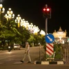 Một tuyến phố bị phong tỏa phòng dịch COVID-19 tại Vientiane, Lào, ngày 21/9/2021. (Ảnh: THX/TTXVN) 