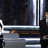 Lãnh đạo đảng Xanh Annamie Paul và Thủ tướng Canada đồng thời là Lãnh đạo đảng Tự do Justin Trudeau trong cuộc tranh luận bằng tiếng Anh của chiến dịch tranh cử, tại Quebec, ngày 9/9. (Ảnh: AFP/TTXVN) 