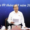 Chủ tịch nước Nguyễn Xuân Phúc phát biểu tại điểm cầu Hà Nội. (Ảnh: Thống Nhất/TTXVN) 