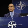 Ngoại trưởng Nga Sergei Lavrov trong cuộc họp báo sau Hội nghị Ngoại trưởng Tổ chức Hiệp ước Bắc Đại Tây Dương (NATO) ở Brussels, Bỉ ngày 23/4/2013. (Ảnh: AFP/TTXVN) 