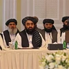 Phái đoàn Taliban trong cuộc gặp các nhà ngoại giao EU và Mỹ tại Doha, Qatar. (Ảnh: AFP/TTXVN) 