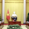 Chủ tịch nước Nguyễn Xuân Phúc phát biểu tại lễ trao quyết định bổ nhiệm. (Ảnh: Thống Nhất/TTXVN) 