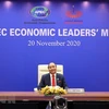 Chủ tịch nước Nguyễn Xuân Phúc tham dự Hội nghị Cấp cao APEC lần thứ 27 năm 2020 tại điểm cầu Hà Nội. (Ảnh: Thống Nhất/TTXVN) 