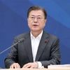 Tổng thống Hàn Quốc Moon Jae-in phát biểu tại cuộc họp ở Seoul ngày 20/12/2021. (Ảnh: Yonhap/TTXVN) 