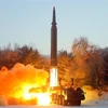 Tên lửa siêu thanh kiểu mới của Triều Tiên được phóng từ tỉnh miền Bắc Jagang. (Ảnh: KCNA/TTXVN) 