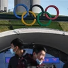 Biểu tượng Olympic tại Bắc Kinh, Trung Quốc ngày 11/12/2021. (Ảnh: AFP/TTXVN) 