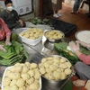 [Photo] Làng nghề gói bánh chưng nổi tiếng Tranh Khúc vào vụ Tết