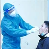Nhân viên y tế lấy mẫu xét nghiệm COVID-19 cho người dân ở huyện miền núi Lang Chánh, Thanh Hóa. (Ảnh: Nguyễn Nam/TTXVN) 