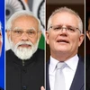 Tổng thống Mỹ Joe Biden, Thủ tướng Ấn Độ Narendra Modi, Thủ tướng Australia Scott Morrison và Thủ tướng Nhật Bản Kishida Fumio. (Nguồn: newsbharati.com) 