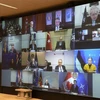 Toàn cảnh Hội nghị trực tuyến Tổ chức Hiệp ước Bắc Đại Tây Dương (NATO) về căng thẳng Nga-Ukraine, tại Brussels (Bỉ), ngày 25/2/2022. (Ảnh: AFP/TTXVN) 
