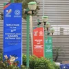 Các tấm pano tuyên truyền, cổ động cho Đại hội Thể thao Đông Nam Á 2021. (Ảnh: Hoàng Hiếu/TTXVN) 