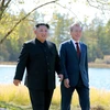 Tổng thống Hàn Quốc Moon Jae-in và nhà lãnh đạo Triều Tiên Kim Jong-un. (Nguồn: Reuters) 