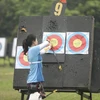 Môn bắn cung tại SEA Games 31 diễn ra từ ngày 15 đến 19/5 tại trường bắn nằm trong Trung tâm huấn luyện thể thao Quốc gia (Hà Nội). (Ảnh: TTXVN)