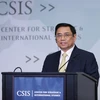 Thủ tướng Phạm Minh Chính phát biểu về chính sách của Việt Nam tại Viện Nghiên cứu Chiến lược quốc tế Hoa Kỳ (CSIS). (Ảnh: Dương Giang/TTXVN) 