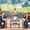 [Photo] Chủ tịch Quốc hội chào xã giao Tổng Bí thư, Chủ tịch nước Lào 