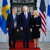 Tổng thống Mỹ Joe Biden (giữa), Thủ tướng Thụy Điển Magdalena Andersson (phải) và Tổng thống Phần Lan Sauli Niinisto. (Nguồn: Getty Images) 