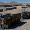 Xe quân sự di chuyển tới khu vực ở Ladakh, nơi có Đường kiểm soát thực tế (LAC) phân giới giữa Trung Quốc và Ấn Độ, ngày 15/9/2020. (Ảnh: Reuters/TTXVN) 