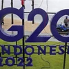 Biểu tượng Hội nghị Ngoại trưởng G20 tại Nusa Dua, Indonesia, ngày 7/7/2022. (Ảnh: AFP/TTXVN) 