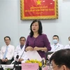 Quyền Bộ trưởng Bộ Y tế Đào Hồng Lan phát biểu tại buổi làm việc với Bệnh viện Chợ Rẫy Thành phố Hồ Chí Minh. (Ảnh: Đinh Hằng/TTXVN) 