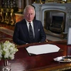 Nhà Vua Anh Charles III trong bài phát biểu đầu tiên được truyền hình trên cả nước và trong khối Thịnh Vượng chung, tại London, ngày 9/9/2022. (Ảnh: AFP/TTXVN) 