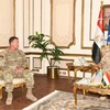 Bộ trưởng Bộ Quốc phòng Ai Cập Mohamed Zaki tiếp Tư lệnh CENTCOM Mỹ Michael Kurilla tại Ai Cập. (Nguồn: ahram.org.eg) 