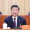 Tổng Bí thư Ban chấp hành Trung ương Đảng Cộng sản, Chủ tịch nước Trung Quốc Tập Cận Bình tại phiên bế mạc Đại hội đại biểu toàn quốc lần thứ XX Đảng Cộng sản Trung Quốc ở thủ đô Bắc Kinh, ngày 22/10/2022. (Ảnh: THX/TTXVN) 