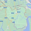 Phạm vi lập quy hoạch chung đô thị Cần Giuộc là toàn bộ địa giới hành chính huyện Cần Giuộc, gồm thị trấn Cần Giuộc và 14 xã. (Nguồn: Google Maps)
