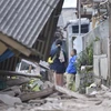 Những ngôi nhà bị đổ sập sau trận động đất tại huyện Cianjur, Tây Java, Indonesia ngày 23/11/2022. (Ảnh: THX/TTXVN) 
