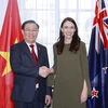 Chủ tịch Quốc hội Vương Đình Huệ hội kiến Thủ tướng New Zealand Jacinda Ardern. (Ảnh: Doãn Tấn/TTXVN) 