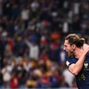 Tiền vệ Adrien Rabiot ăn mừng bàn thắng gỡ hòa 1-1 cho đội tuyển Pháp vào lưới đội tuyển Australia. (Ảnh: AFP/TTXVN) 