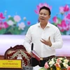 Chủ tịch Ủy ban Nhân dân tỉnh Tây Ninh Nguyễn Thanh Ngọc tiếp thu, giải trình các kiến nghị của các đại biểu. (Ảnh: Thanh Tân/TTXVN)