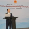 Đại sứ Việt Nam tại Ấn Độ Nguyễn Thanh Hải phát biểu khai mạc diễn đàn. (Ảnh: Ngọc Thúy/TTXVN)