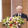 Tổng Bí thư Nguyễn Phú Trọng phát biểu chỉ đạo hội nghị. (Ảnh: Dương Giang/TTXVN)