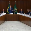 Tổng thống Brazil Luiz Inacio Lula da Silva (giữa) phát biểu trong cuộc họp nội các đầu tiên kể từ khi nhậm chức, tại Brasilia, ngày 6/1/2023. (Ảnh: AFP/TTXVN)