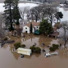 Cảnh ngập lụt do ảnh hưởng của bão tại Gilroy, bang California, Mỹ ngày 9/1/2023. (Ảnh: AFP/TTXVN)