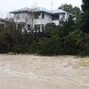 Mực nước sông Maitai ở Nelson, New Zealand, dâng cao do mưa lũ ngày 18/8/2022. (Ảnh: AFP/TTXVN)