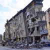 Tòa nhà bị phá hủy sau trận động đất tại Hatay, Thổ Nhĩ Kỳ, ngày 11/2/2023. (Ảnh: AFP/TTXVN)